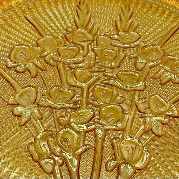 Vintage Jeanette Iris Iridescent Carnival Glass Serving Sandwich Round Plate - Picture 6 of 11